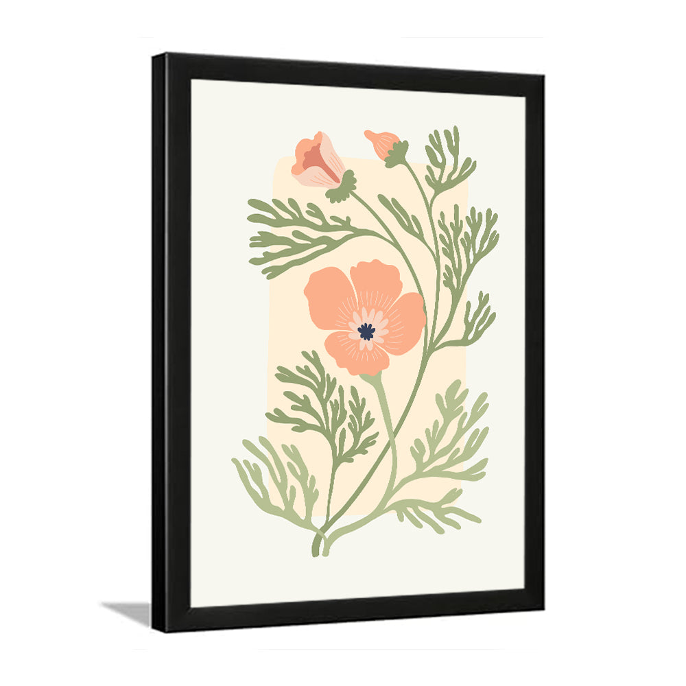 Spring Pink Floral Digital Printed Wall Art Framed Painting for Home Décor