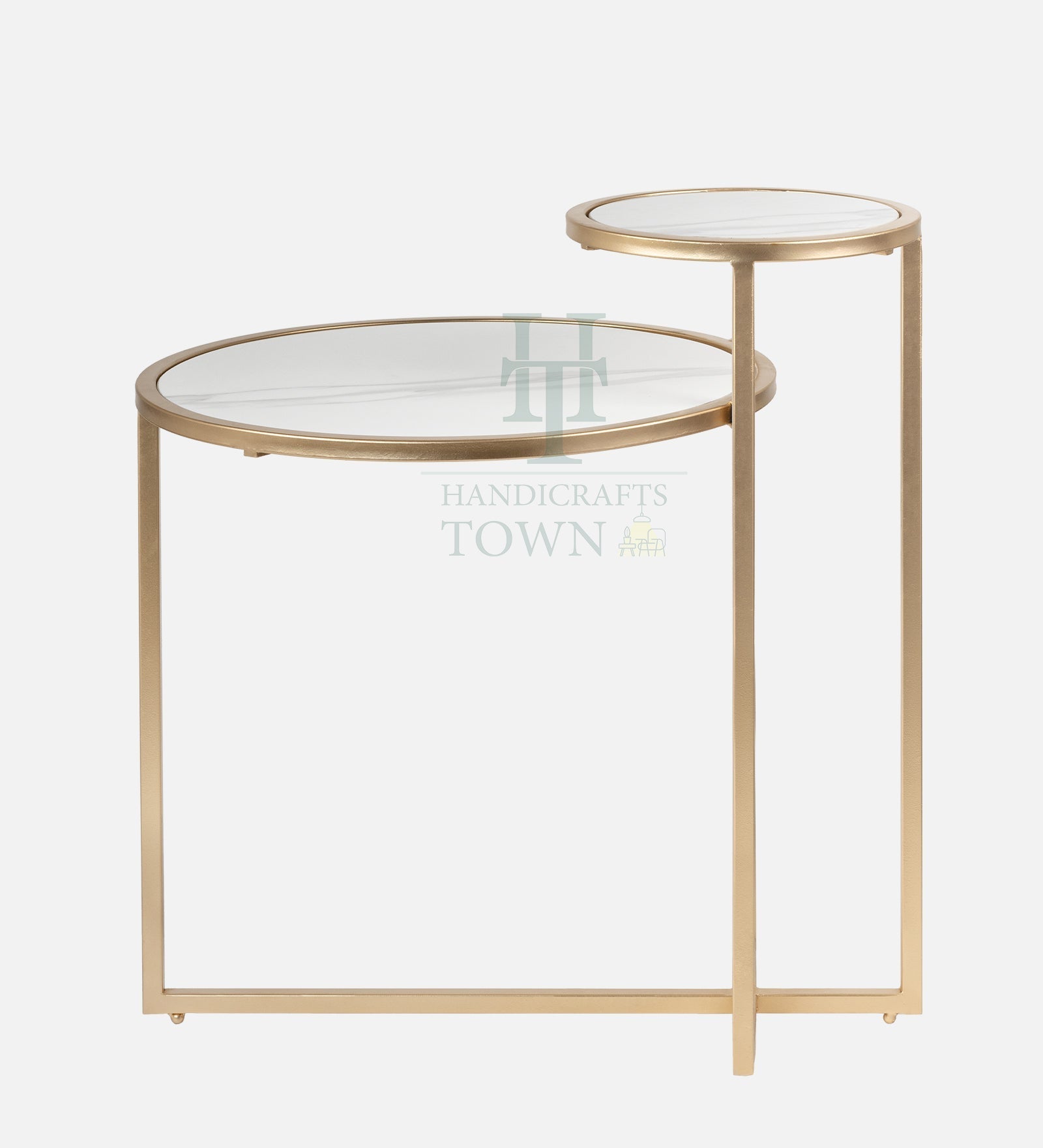 Dual Marble Side Table (Gold)