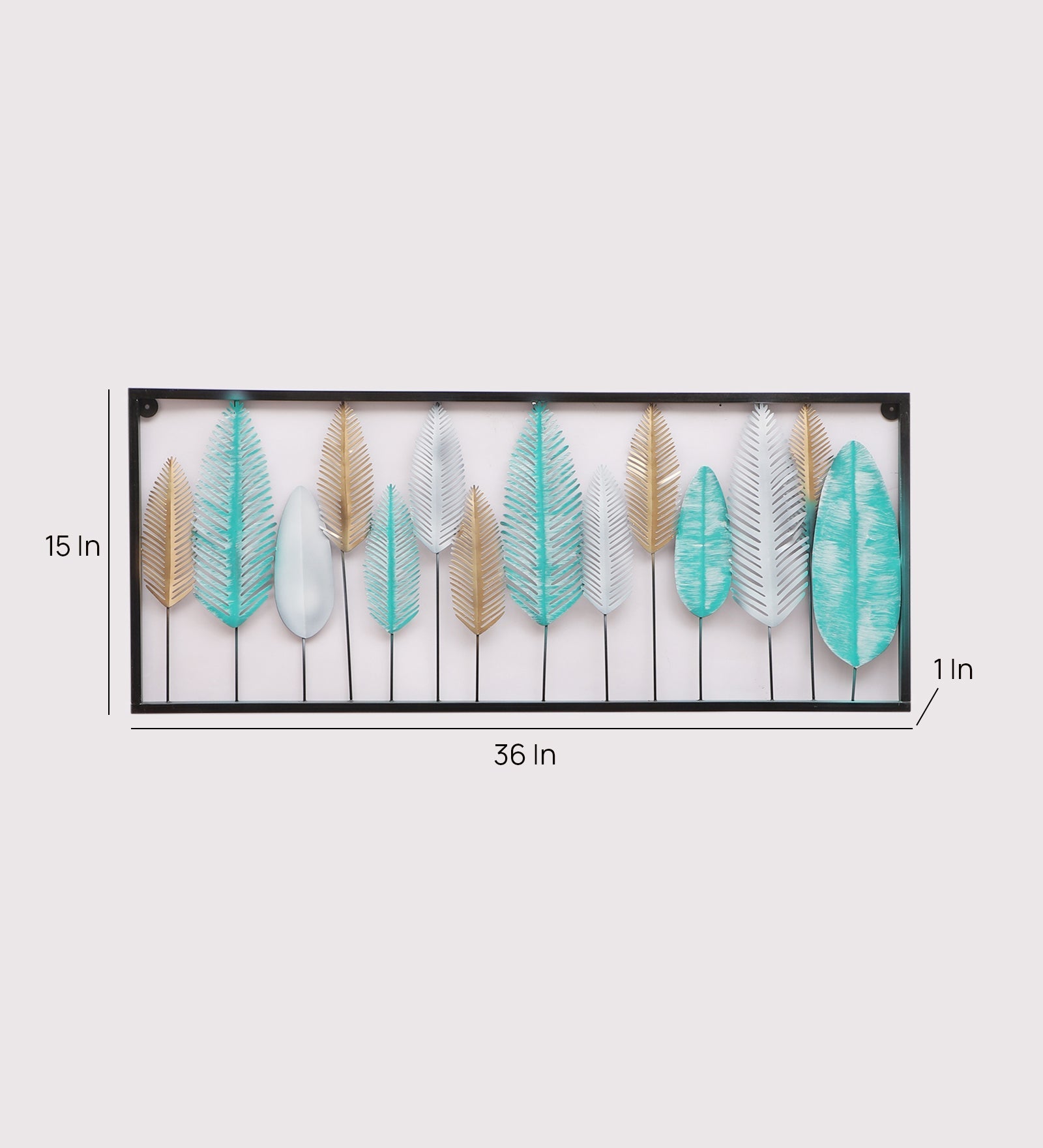 Rectangular Multicolor Etching Leaves Wall Decor