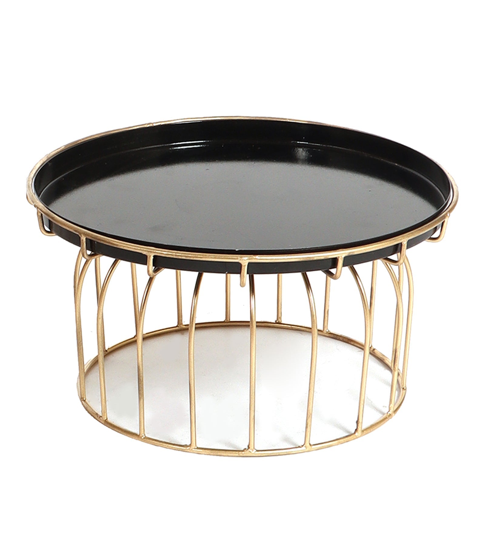 Black & Gold Metal Cake Platter Set of 2
