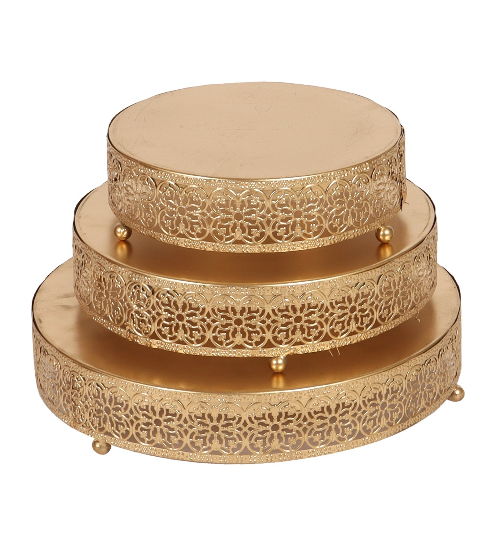 Round Etching Flower Buffet Riser Set of 3