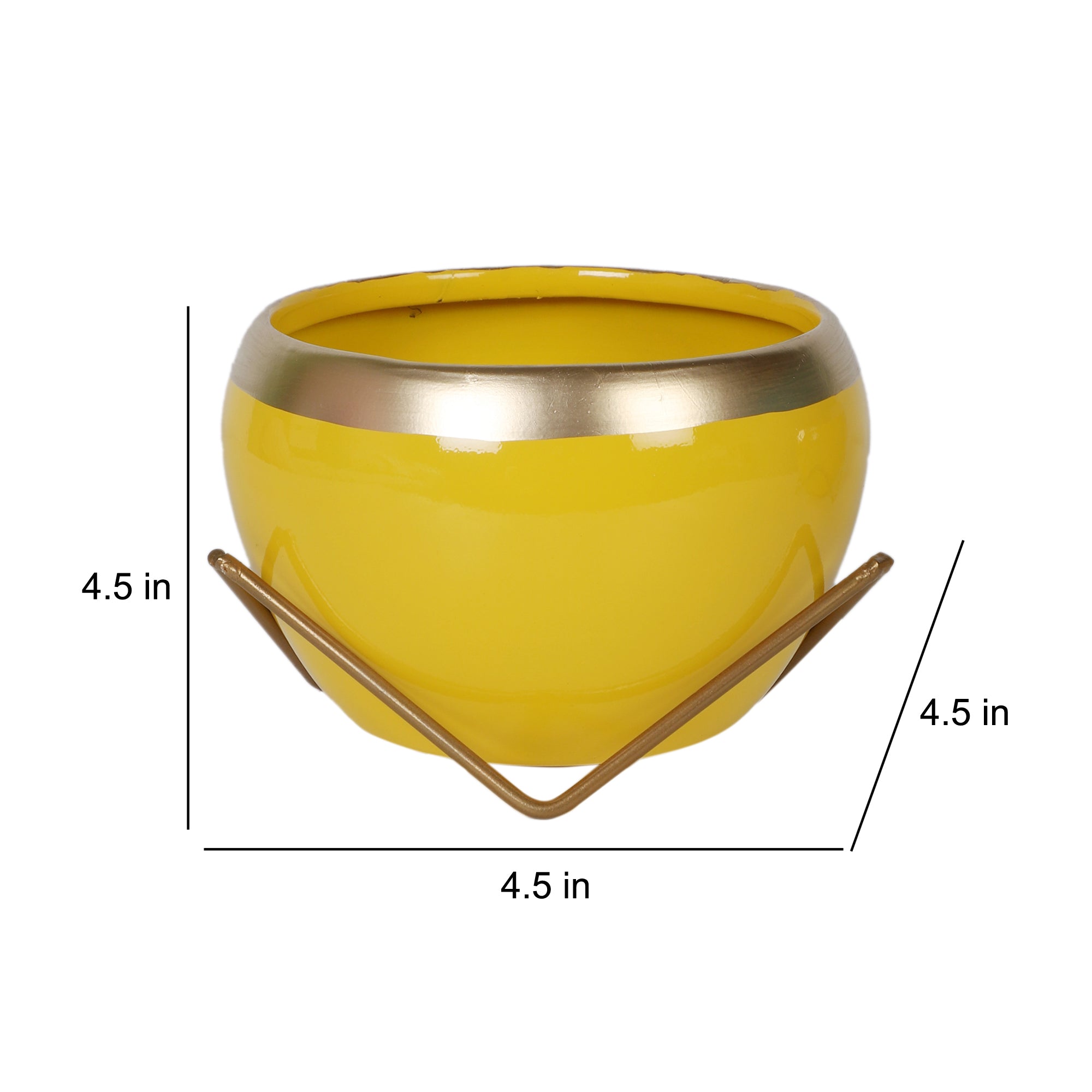 Apple Shape Metal Yellow & Gold Planter Set of 2