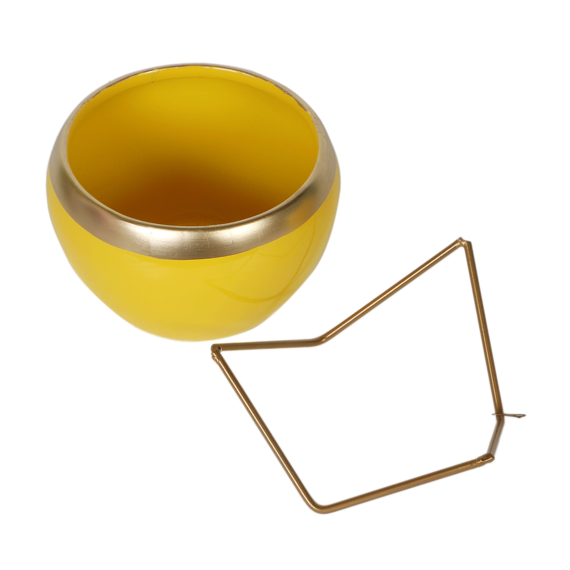 Apple Shape Metal Yellow & Gold Planter Set of 2