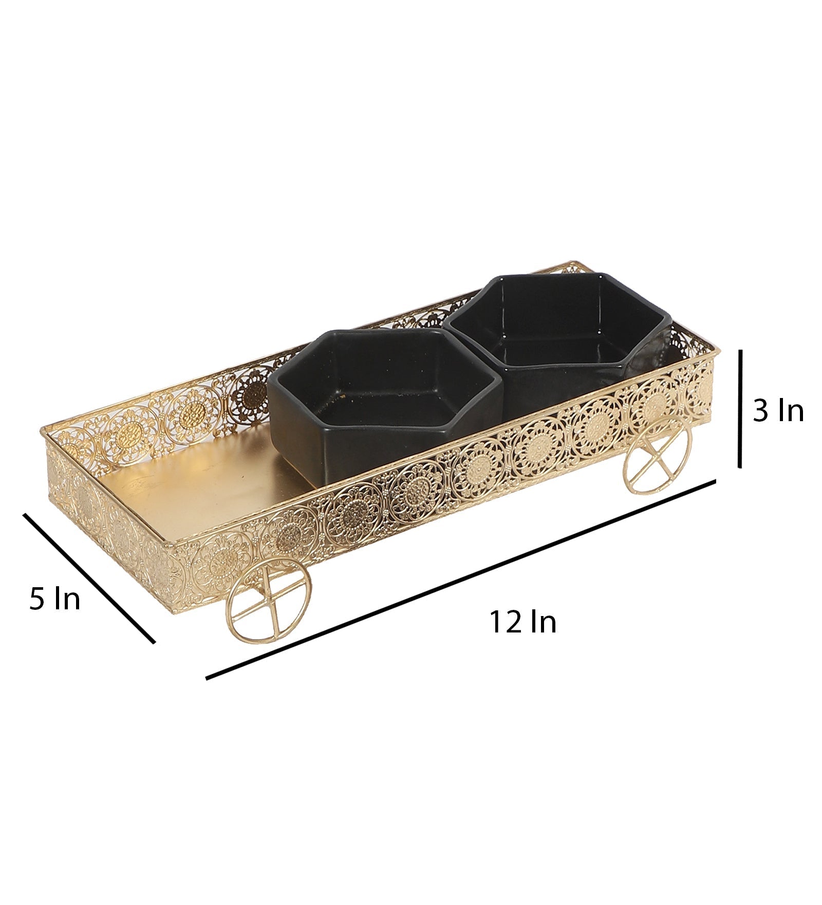 Metal Thela With Three Ceramic Bowls