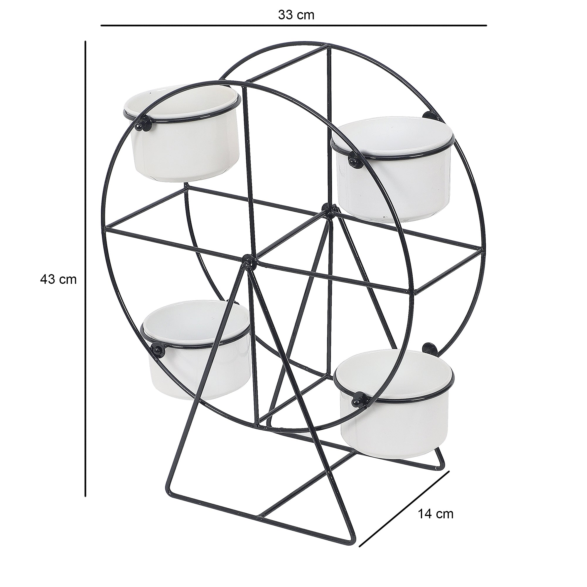 Revolving Wheel Black & White Planter Stand