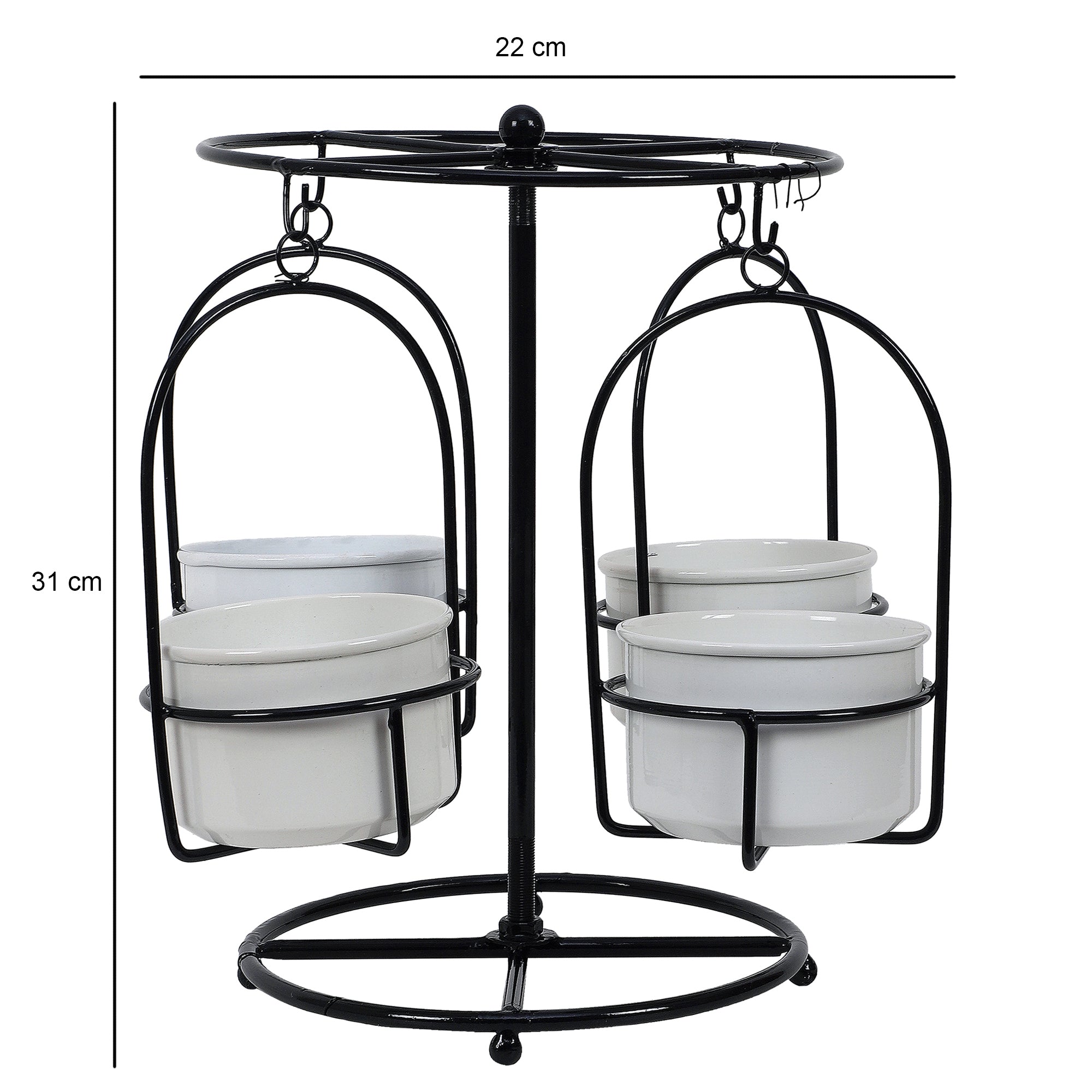 Detachable Revolving Merry Go Round Black & White Planter Stand