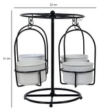 Detachable Revolving Merry Go Round Black & White Planter Stand