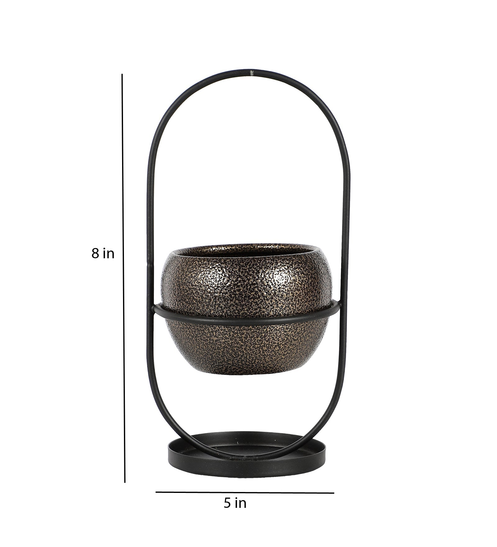 Black & Gold Textured Apple Planter Set of 2