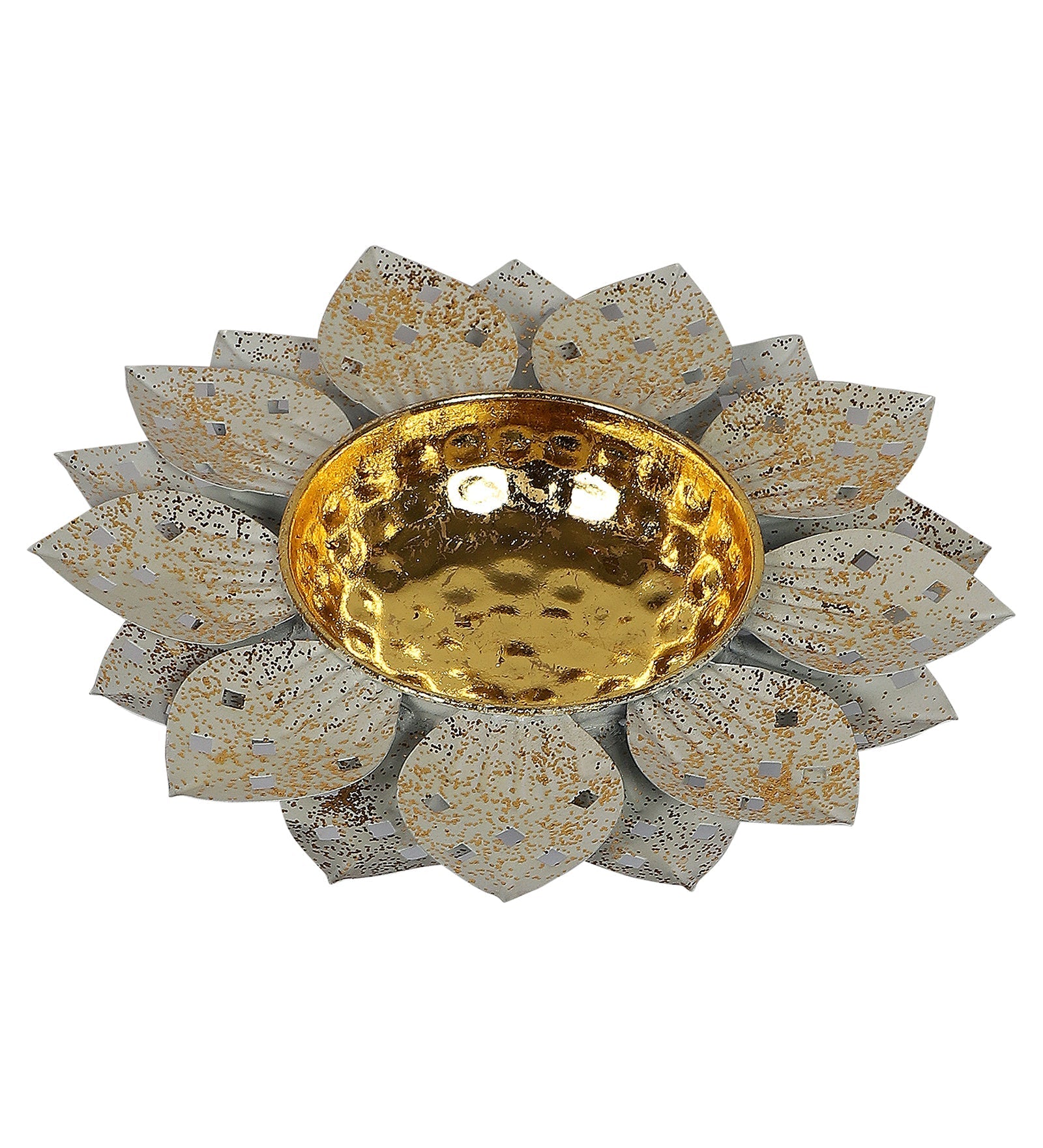 White & Gold Spray Flower Urli