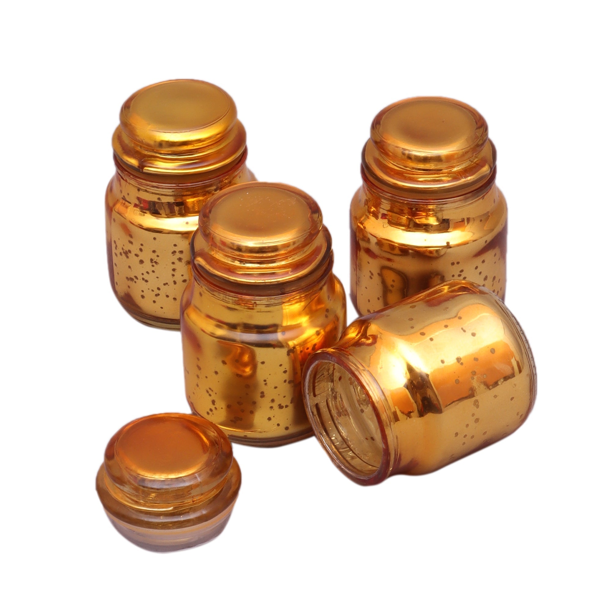 Gold Glass Jars With Lid Set of 4