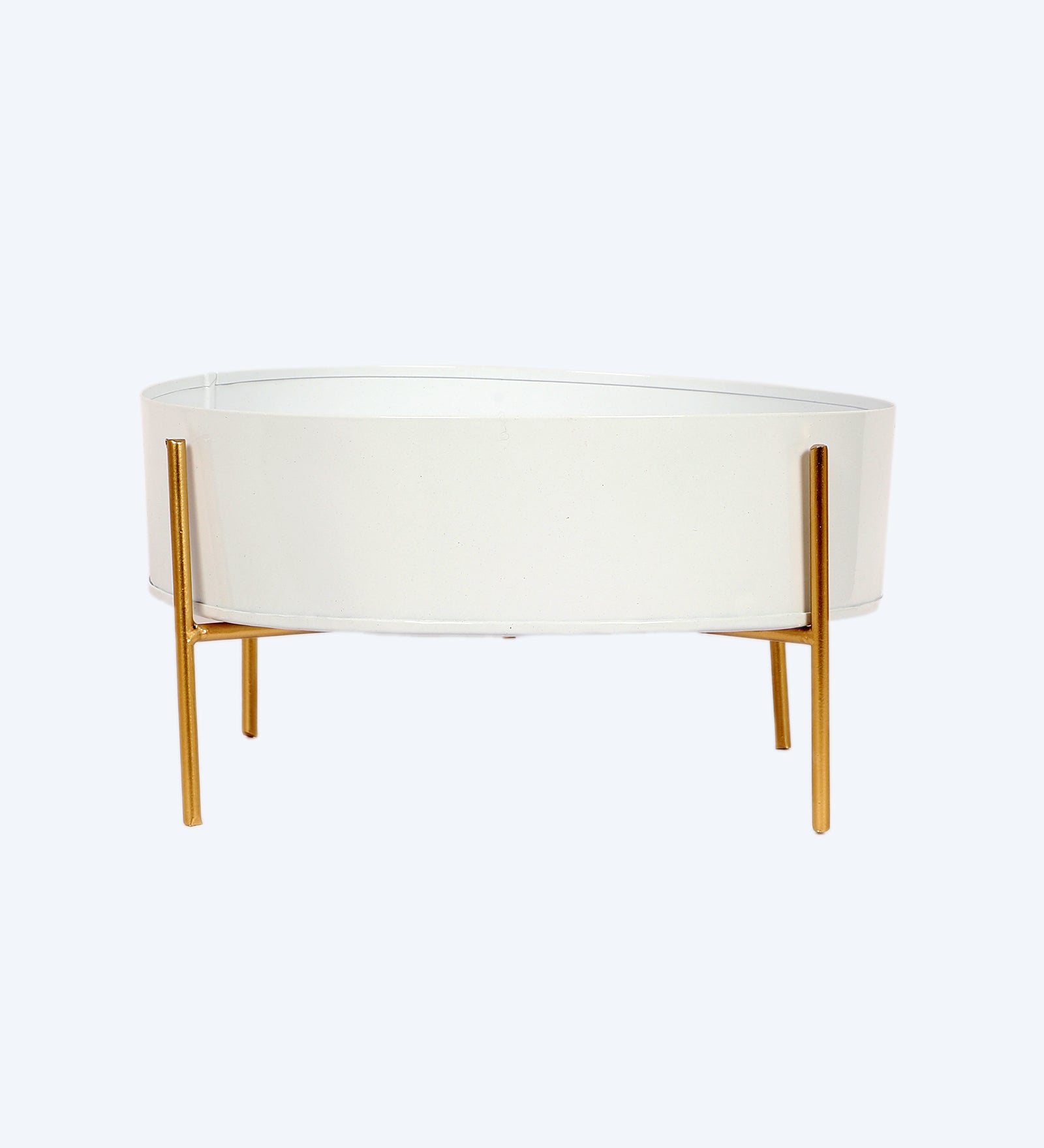 Round White & Gold Table Planter With Stand Set of 2