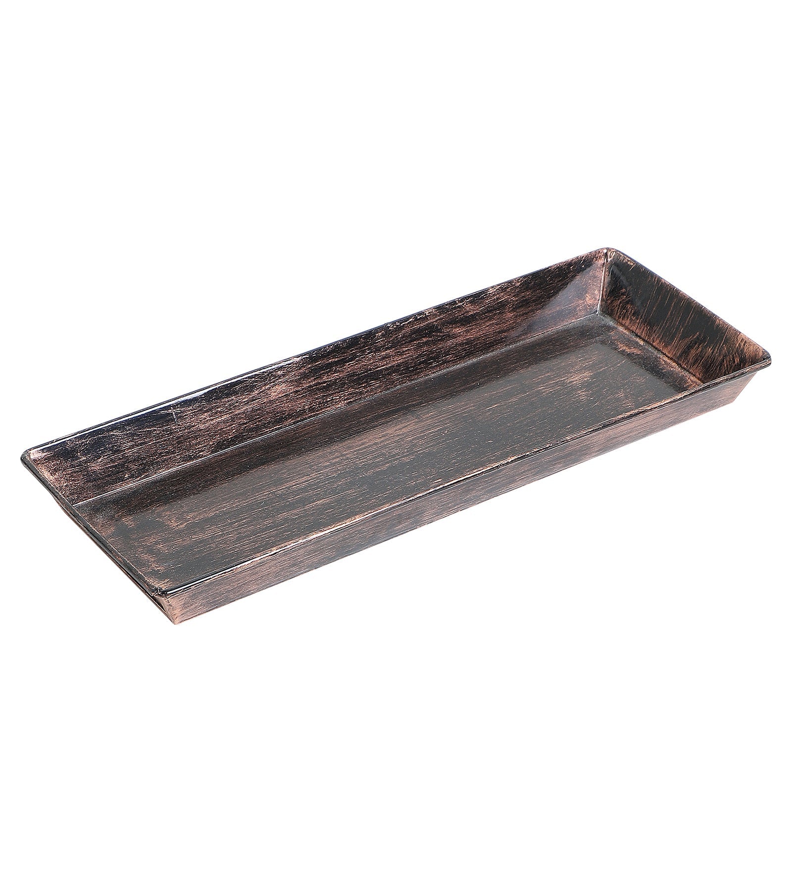 Copper & Black Metal Table Planters with Tray Set of 4
