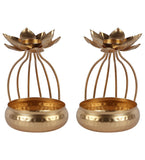Gold Urli Bowl with Flower Set of 2