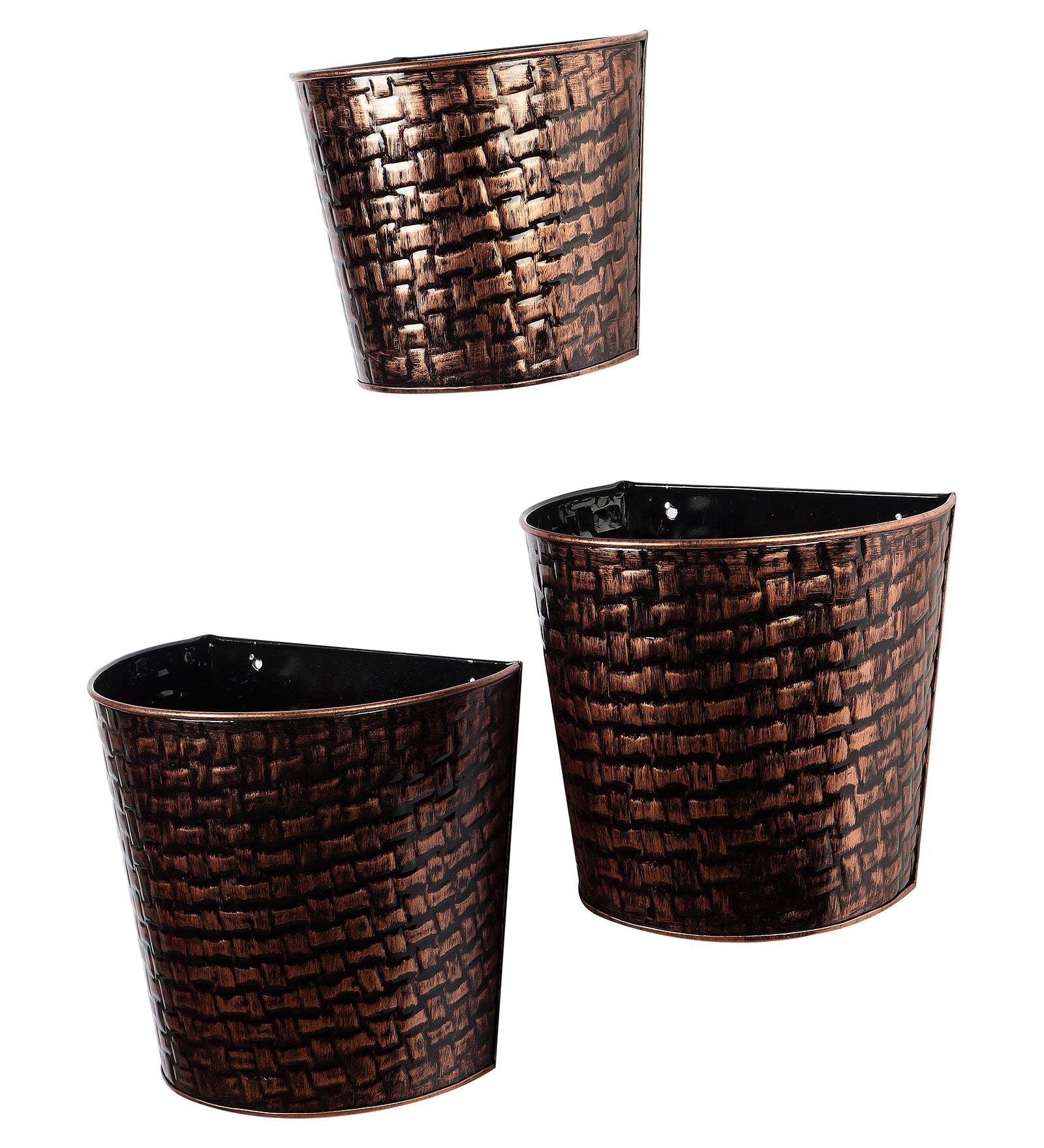 Copper & Black Hammred Wall Planter Set of 3