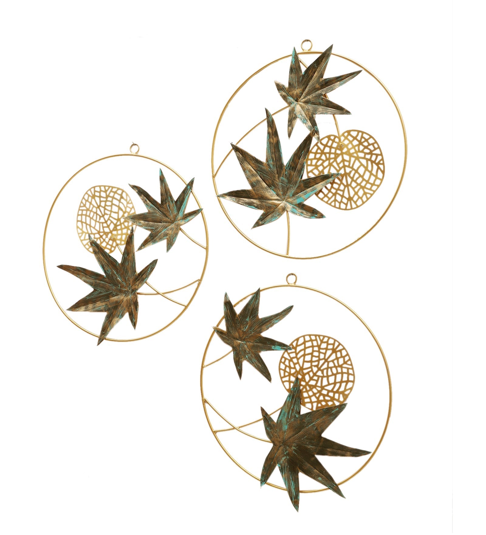 Green & Gold Maple Leaves Wall Decor Set of 3
