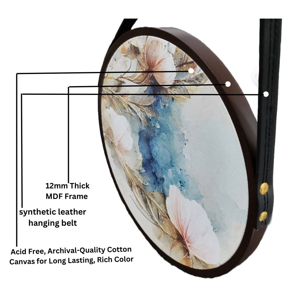 Floral Canvas Wall Hanging Painting with Round Framed for Home Décor - Set of 3