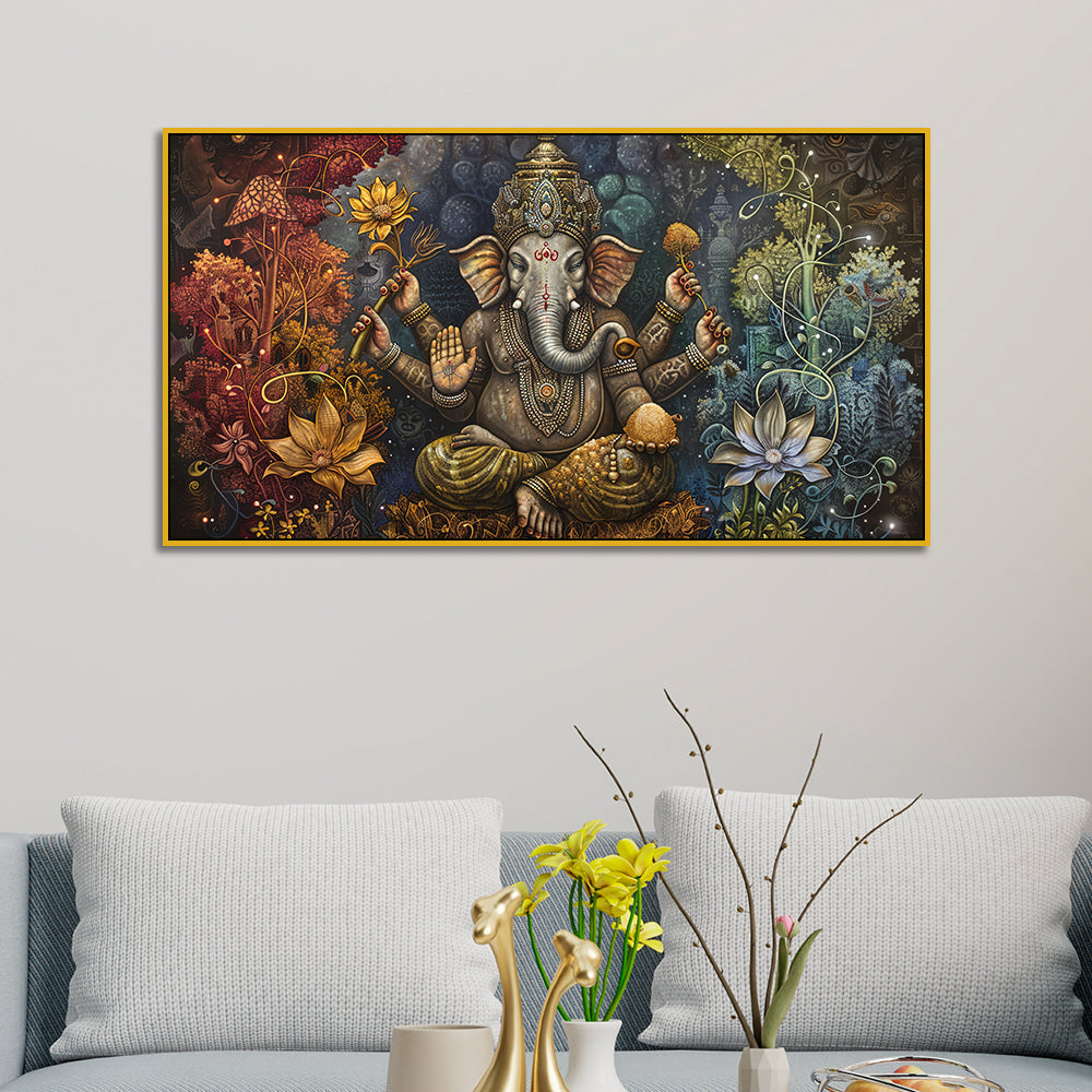 Rustic Ganesha Wall Hanging Art – Ancient Indian Style