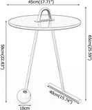 Black Marble Round End Side Table with Gold Base