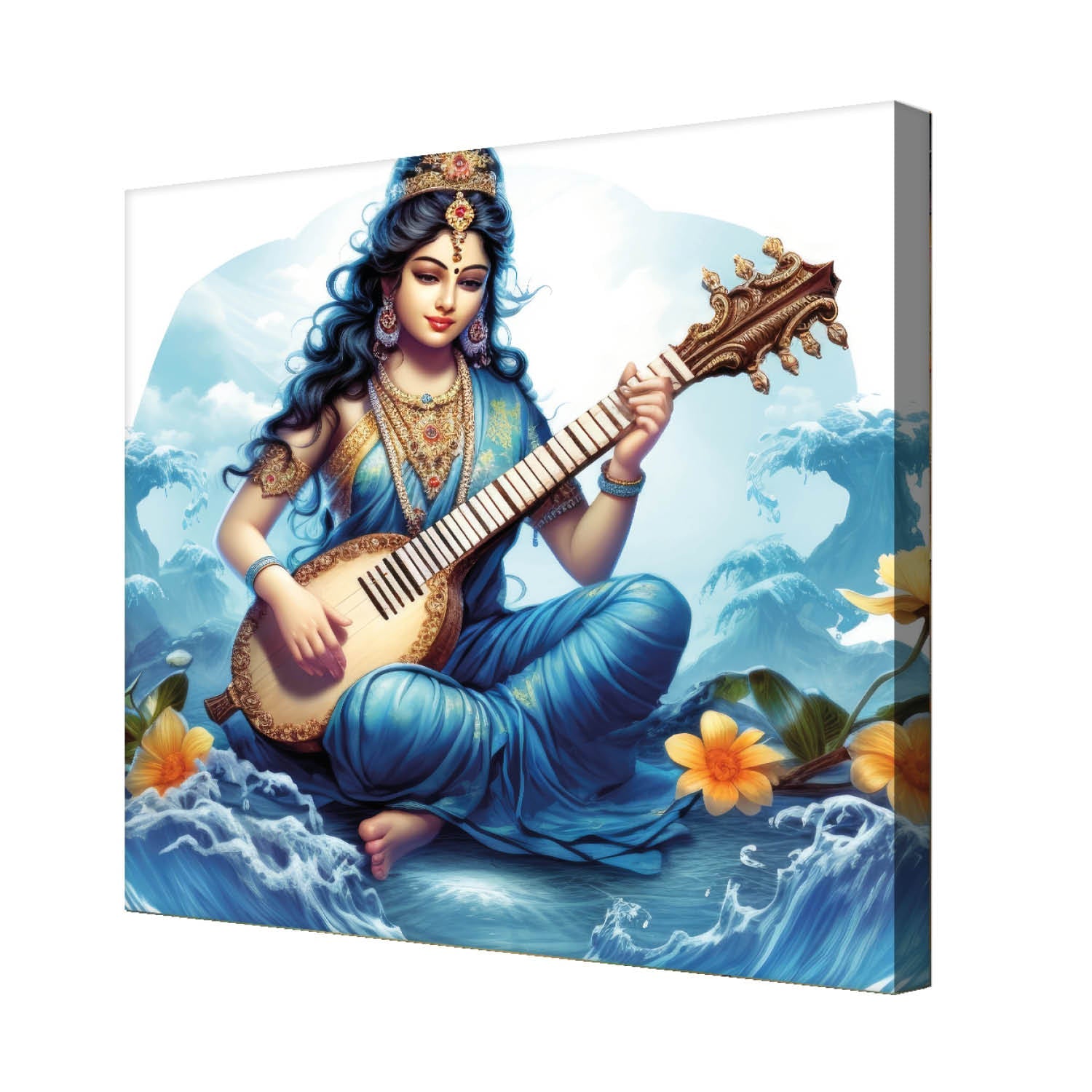 Goddess Saraswati Canvas Painting for Home, Bedroom & Living Room