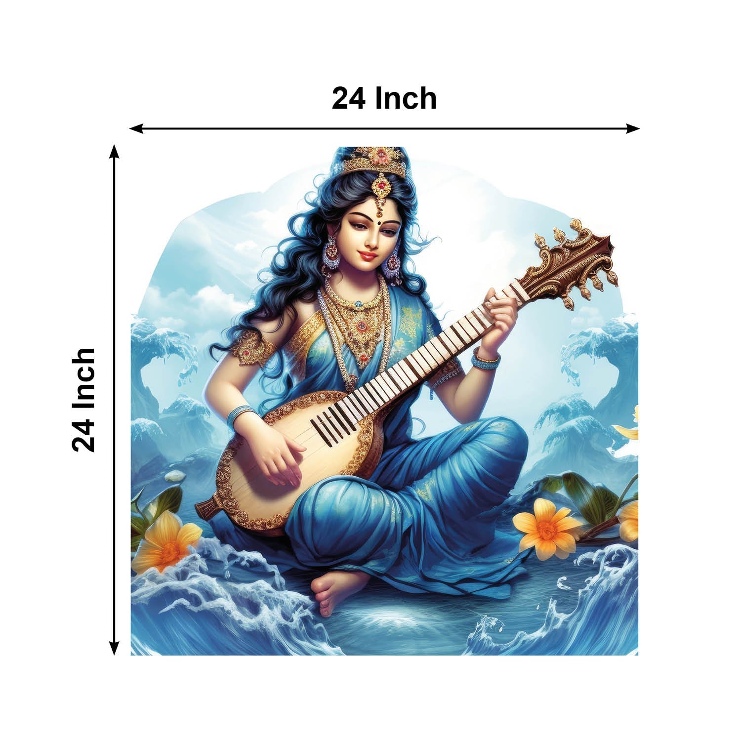 Goddess Saraswati Canvas Painting for Home, Bedroom & Living Room