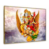 Lord Vishnu with Goddess Laxmi Canvas Wall Painting/ Floating Frame