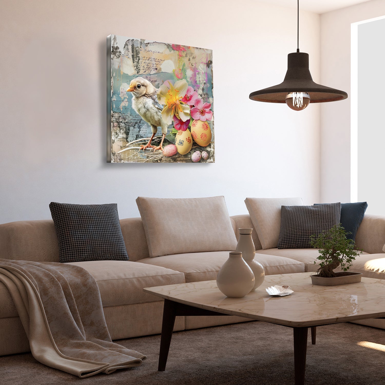 Serene Birds with Floral Landscapes Wall Decor