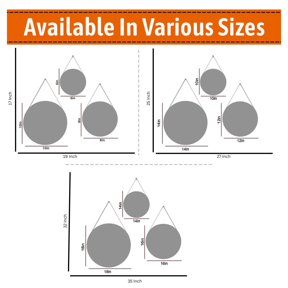 Circular Serenity Modern Digital Printed Round Framed Canvas Wall Painting - Set of 3