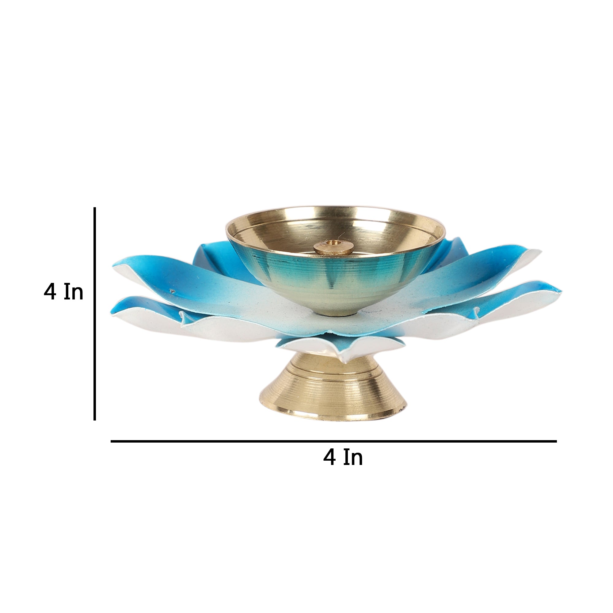 Colored Brass Akhand Dia Set of 4