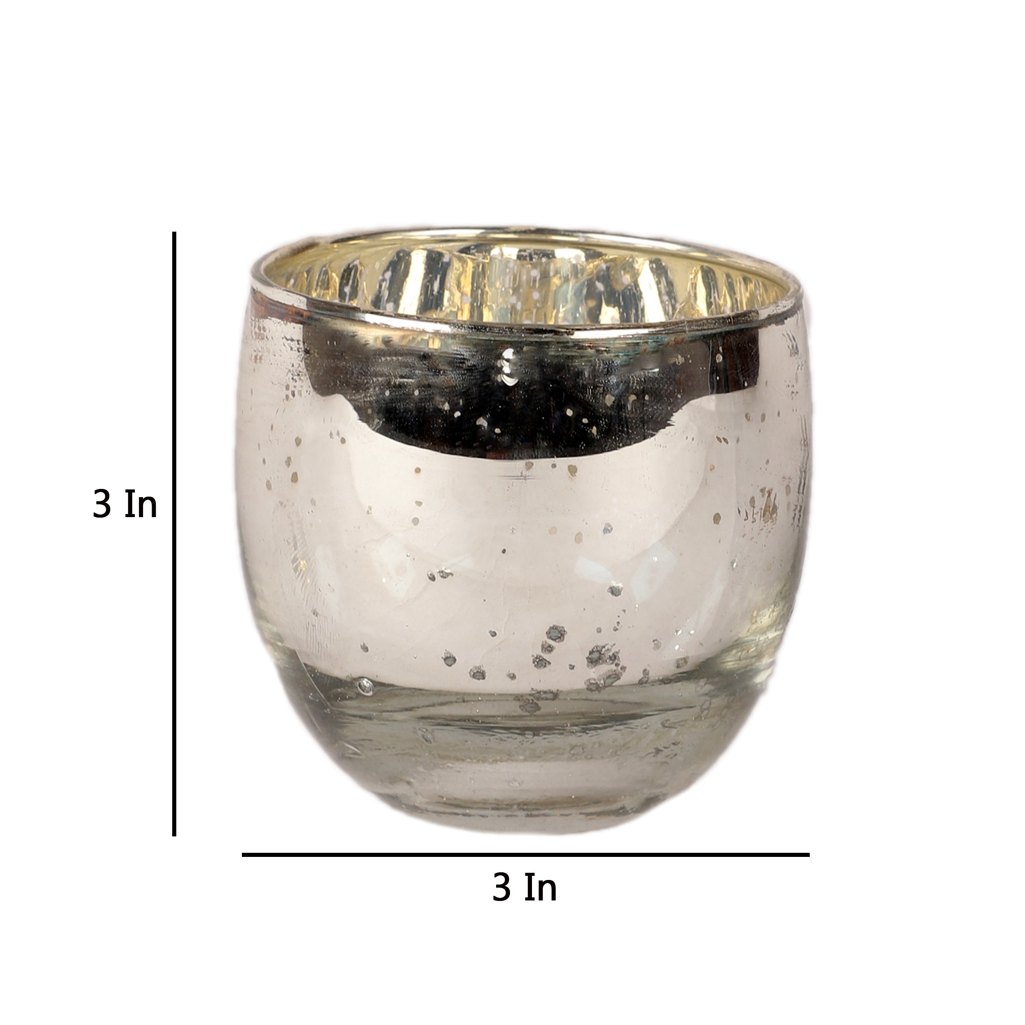 Big Silver Glass Votive Set of 4