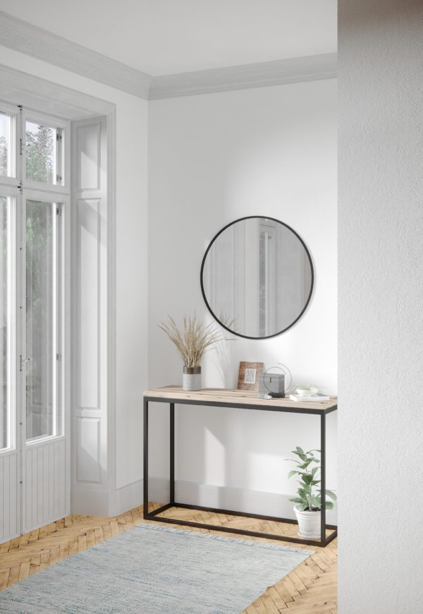 33 Inch Black Round Mirror