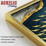 A Flock of Golden Birds Acrylic Floating Wall Painting Set of 2