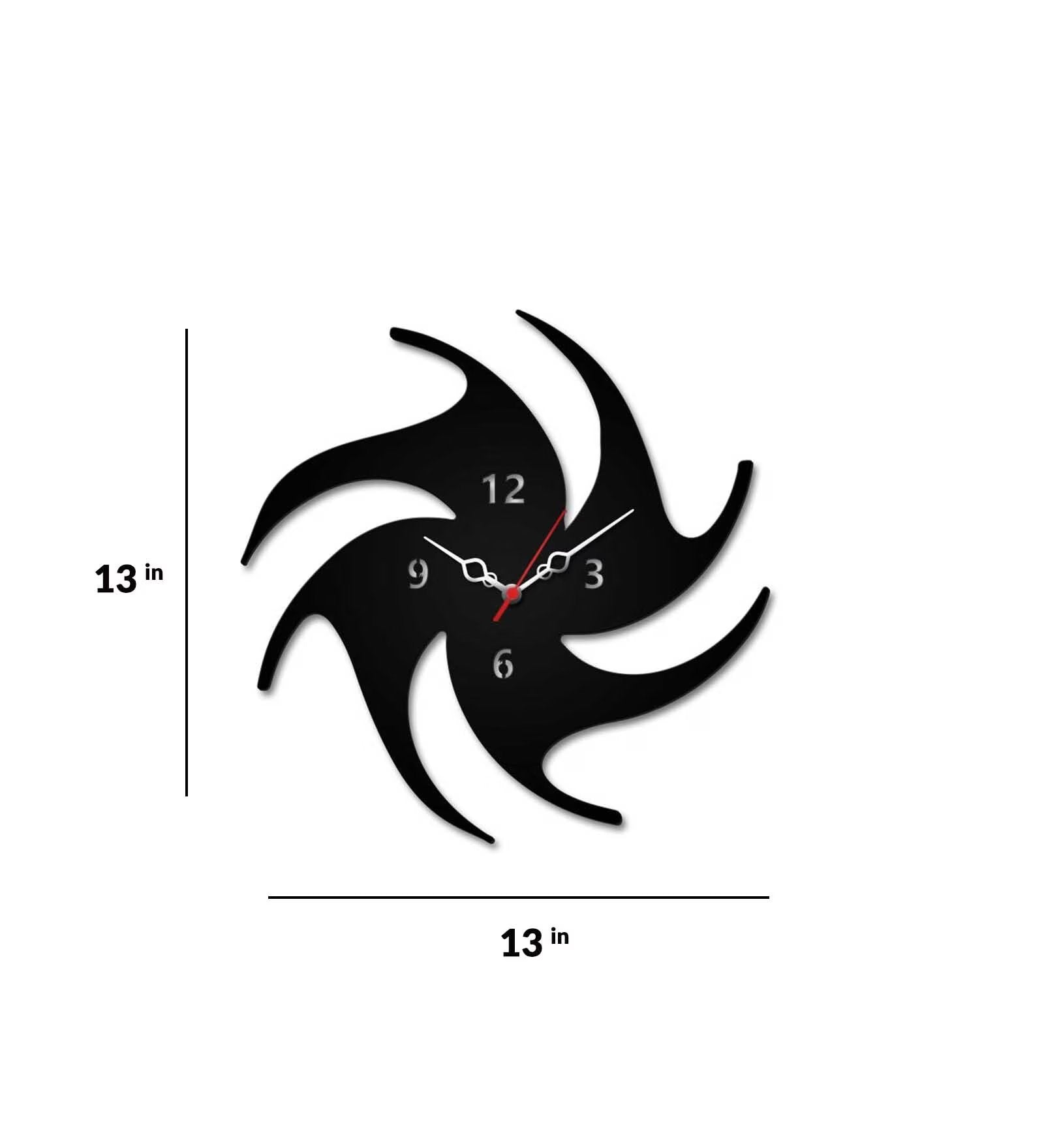 Black MDF Hurricane Modern Wall Clock