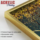 Beautiful Golden Birds and Deer Acrylic Floating Wall Painting Set of 2