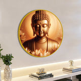 Beautiful Golden Gautam Buddha Round Wall Painting