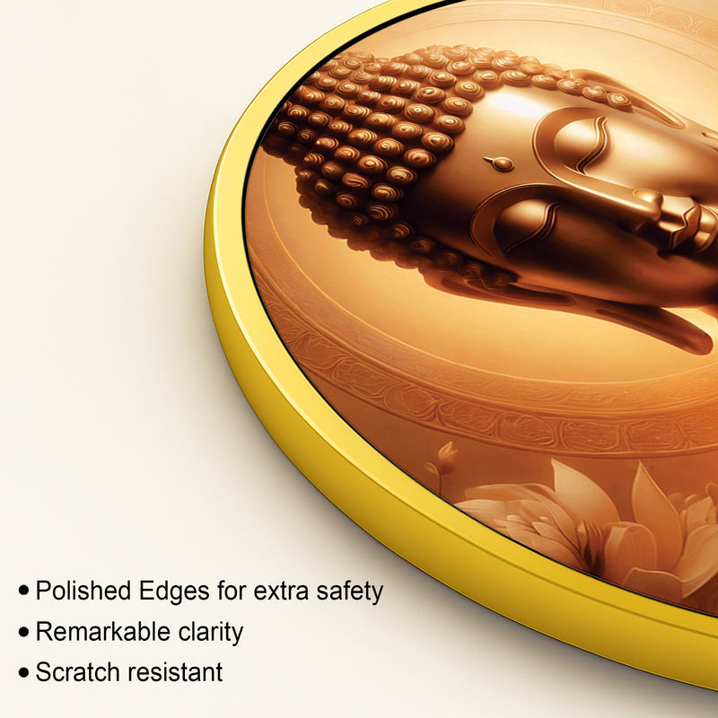 Beautiful Golden Gautam Buddha Round Wall Painting