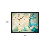 Black Framed Blue Deer MDF Analog Wall Clock