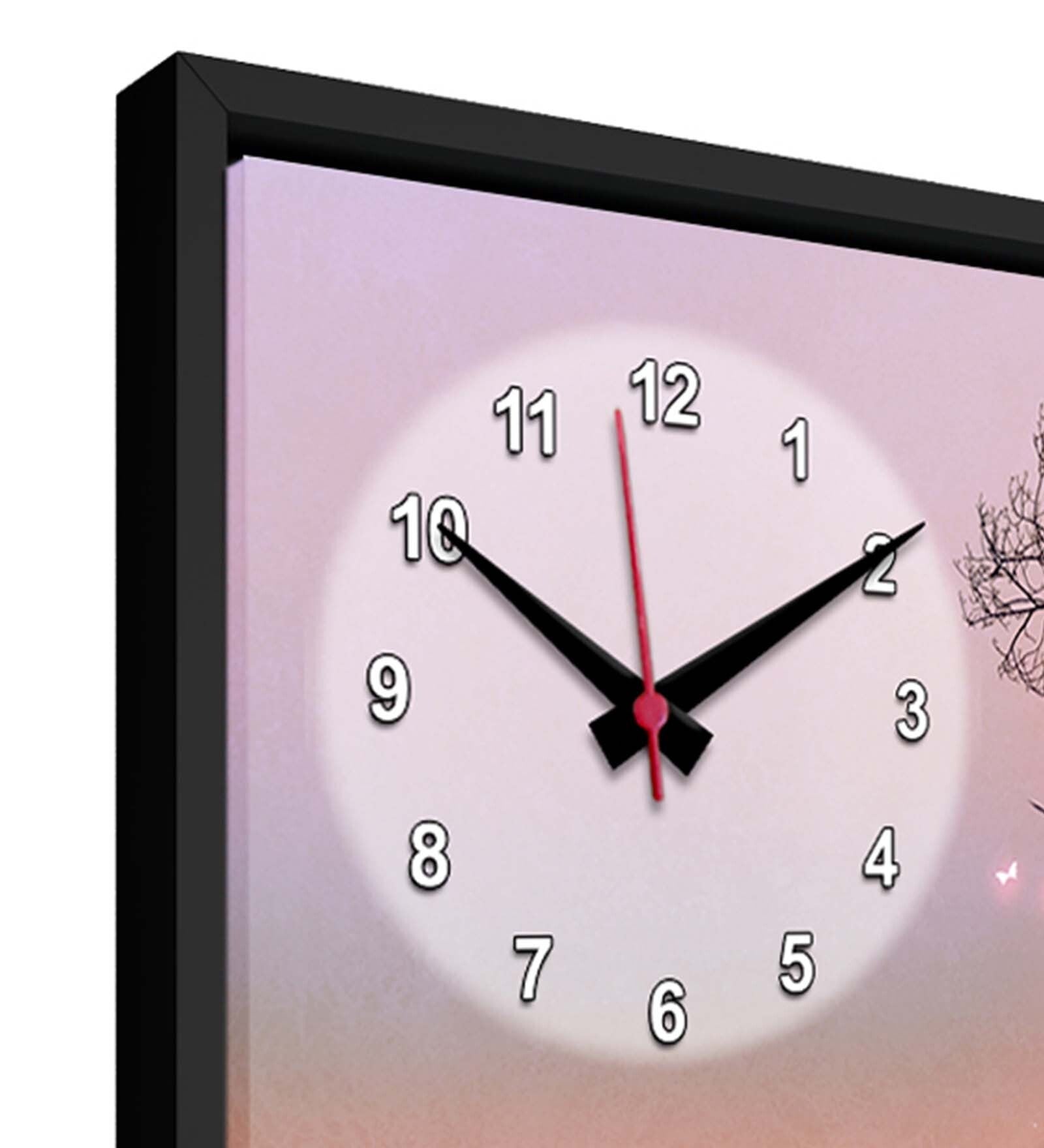 Black Engineered Women Printed MDF Analog Wall Clock
