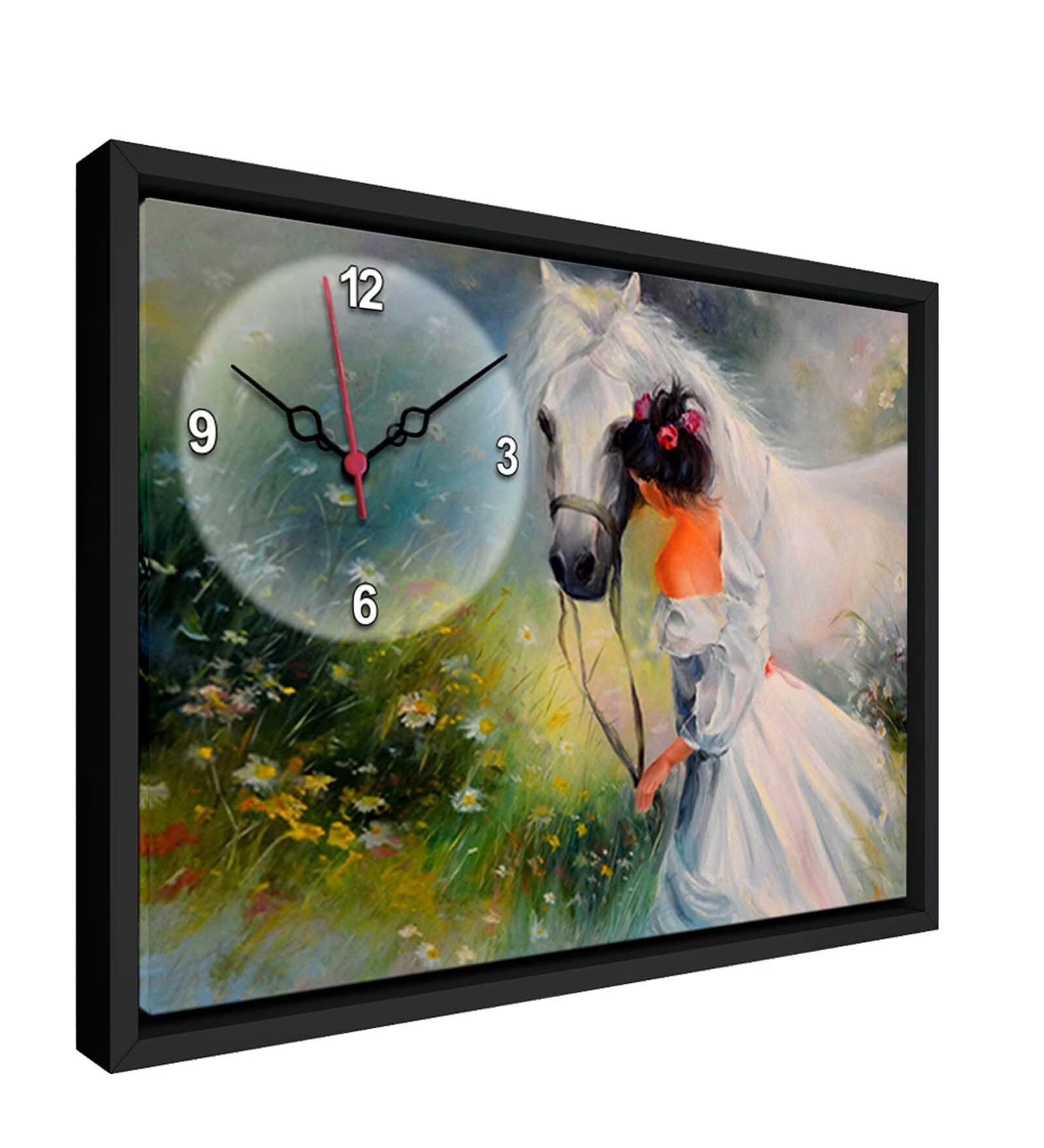 Princess With Horse Printed Analog MDF Modern Wall Clock