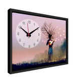 Black Engineered Women Printed MDF Analog Wall Clock