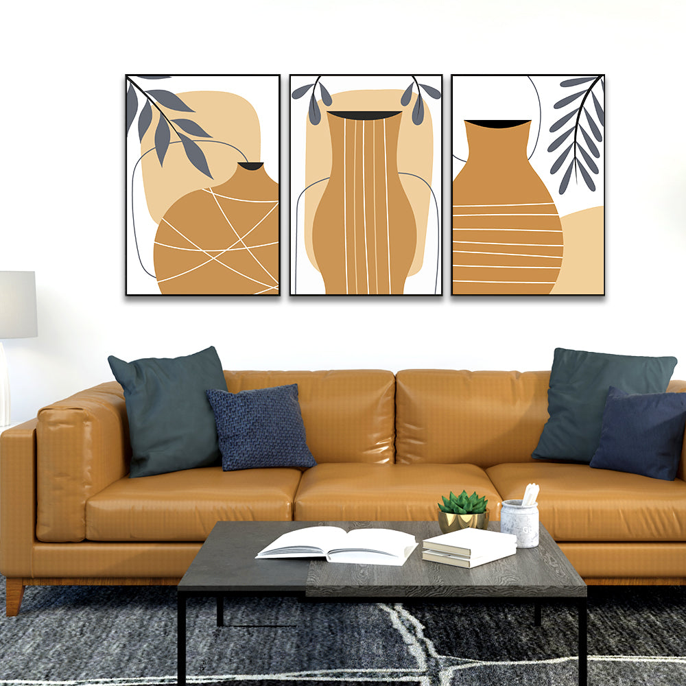 Beautiful Hand Drawn Flat Design Boho Wall Art Set of 3