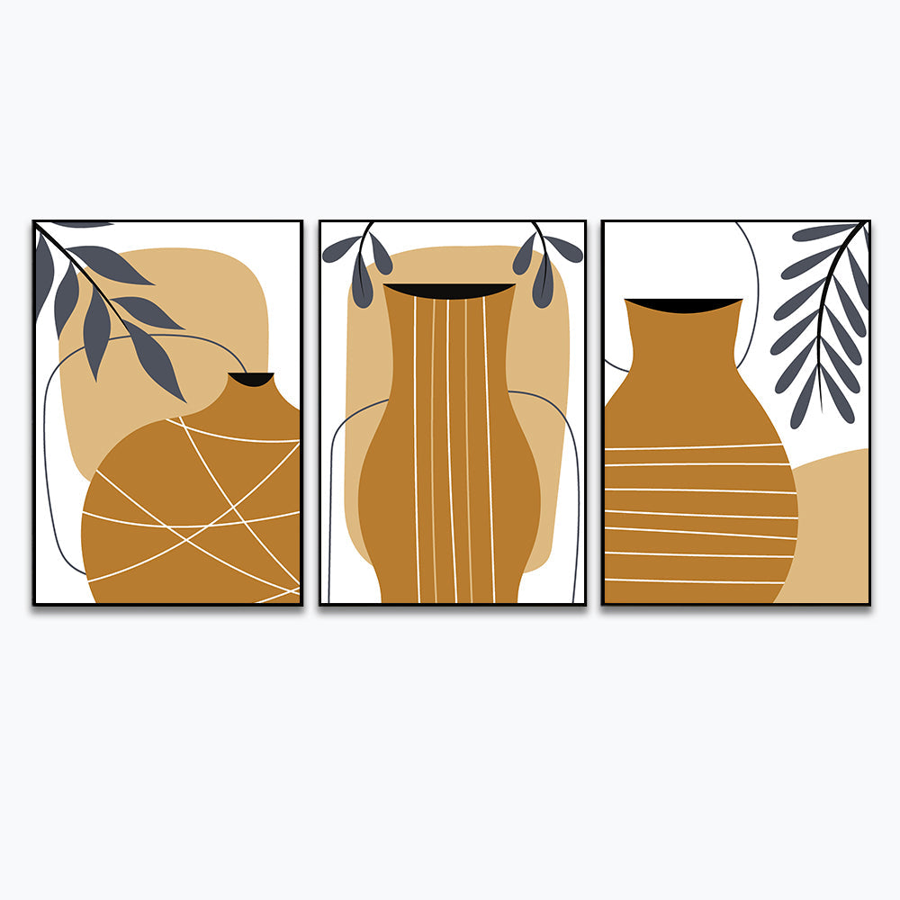 Beautiful Hand Drawn Flat Design Boho Wall Art Set of 3