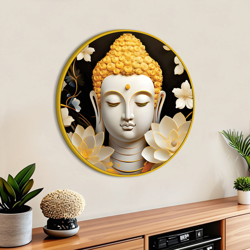 Gautam Buddha Luxury Round Wall Painting