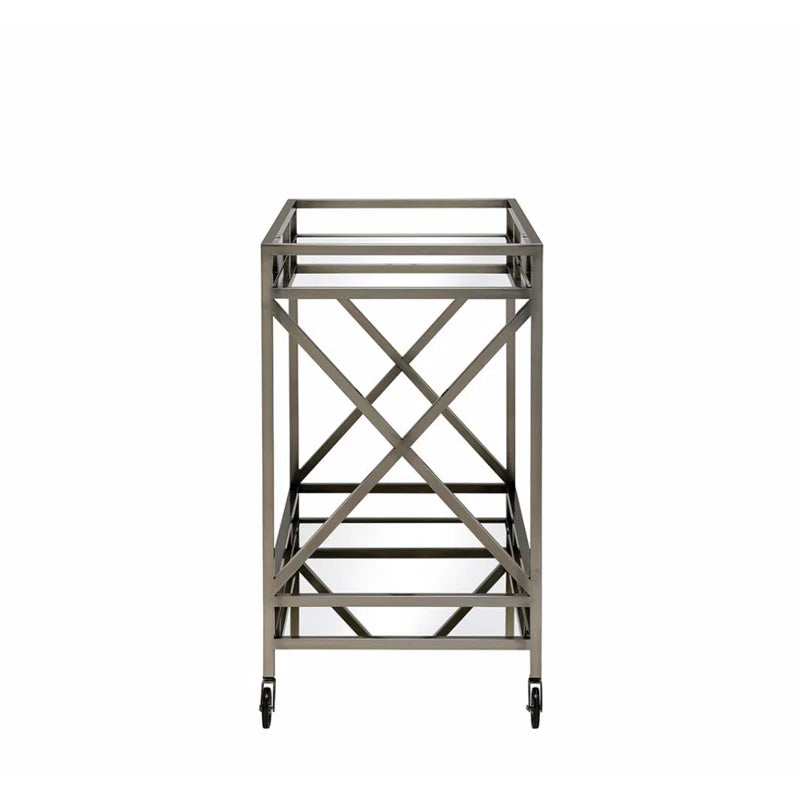 Chic X Design Bar Trolley With Dual Mirror Shelving