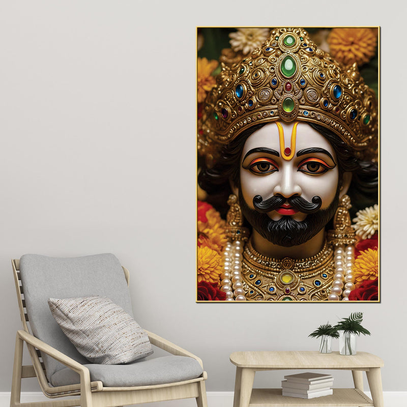 Divine Khatu Shyam Ji Canvas Painting Royal Spiritual Wall Decor Artwork