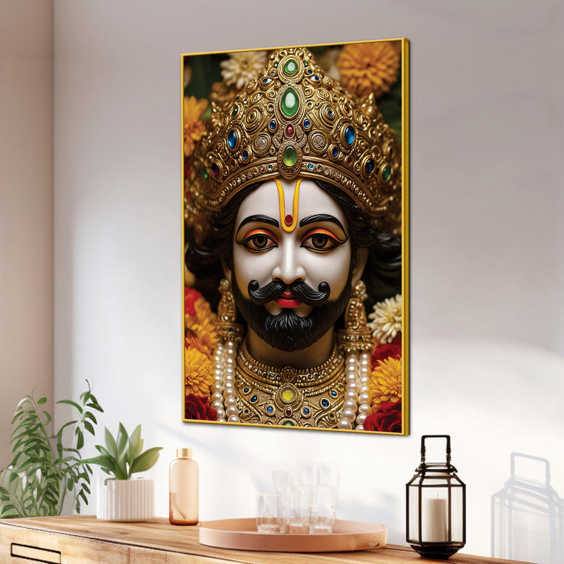 Divine Khatu Shyam Ji Canvas Painting Royal Spiritual Wall Decor Artwork