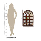 Arch Motif Window Frame Wooden Mirror