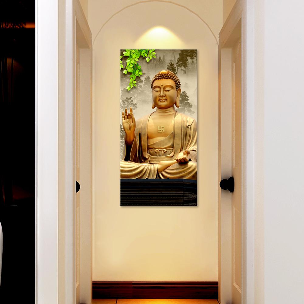Blessing Buddha Spiritual Vertical Wall Painting