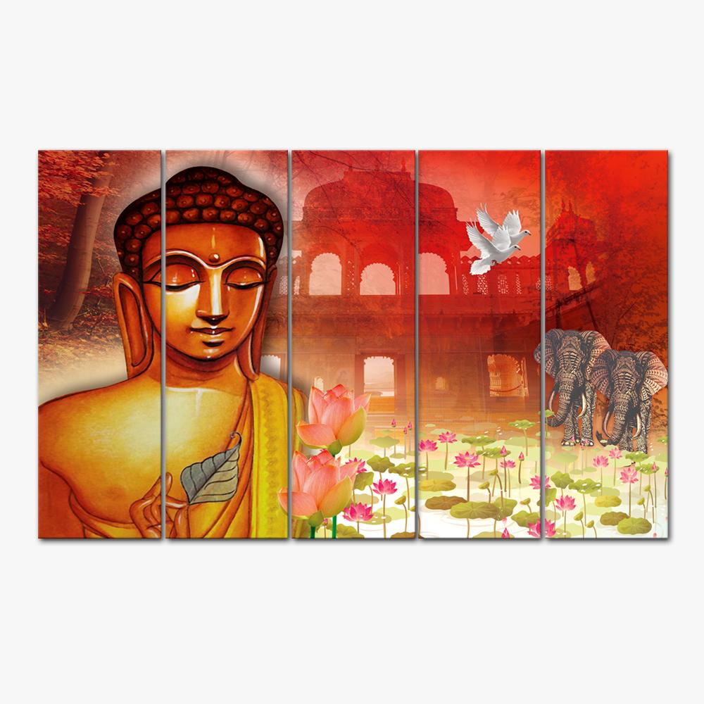 Lord Buddha with elephant Wall Painting