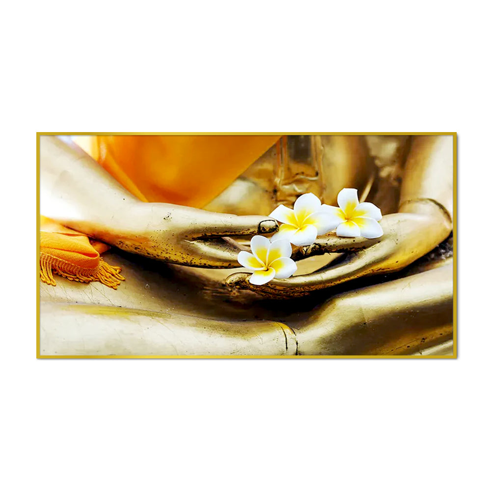 Buddha Statue with Flower Canvas Wall Painting