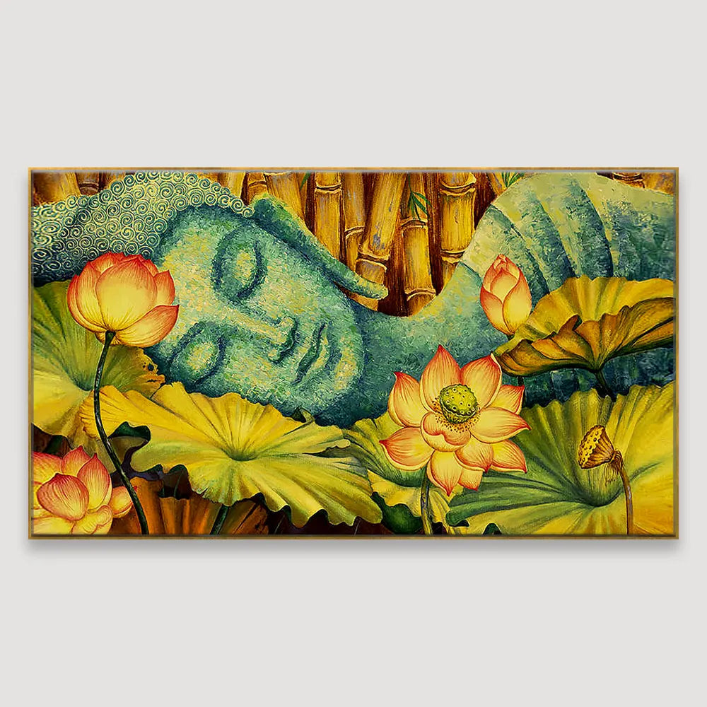 Buddha in Bamboo Forest Calming Vaastu Wall Canvas